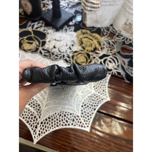 Banana Republic Bow Leather Clutch Womens Small Bag Black Leather Evening Purse - Picture 6 of 12